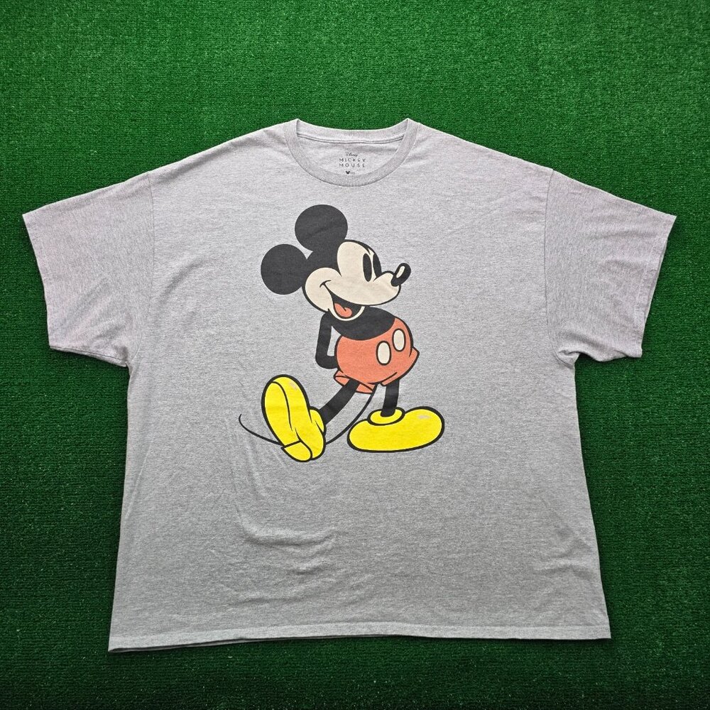 Disney Tshirt Mens 3XL Gray Short Sleeve Mickey Mouse Casual Classic Graphic‎